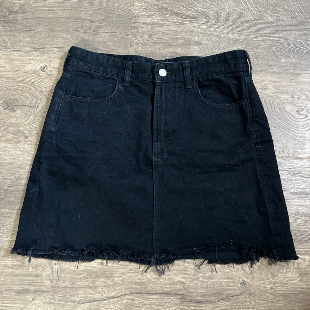 Classic Black Denim Skirt